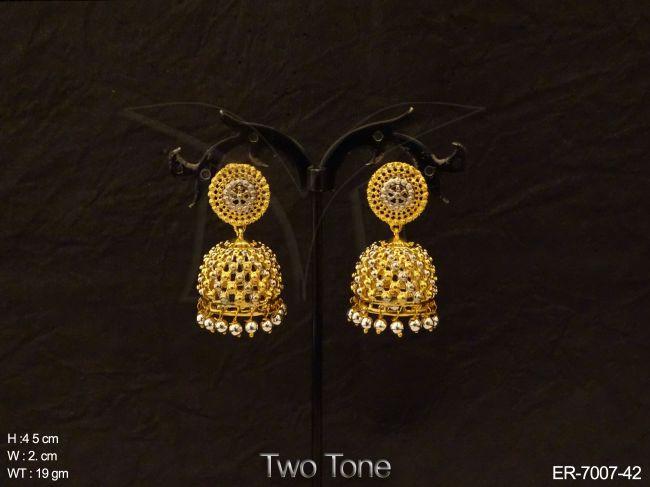 jhumki web style antique earrings detail