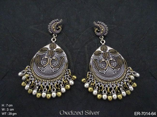Dancing Peacock Engraved Antique earrings