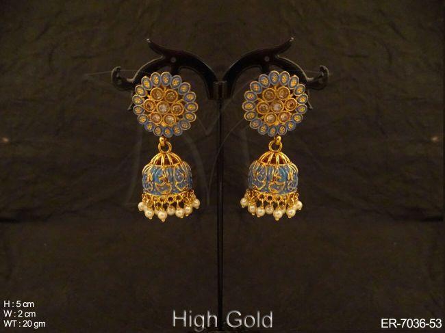 round flower jhumki antique earrings detail