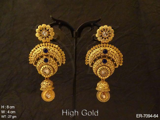 reverse chand paan stone antique earrings detail