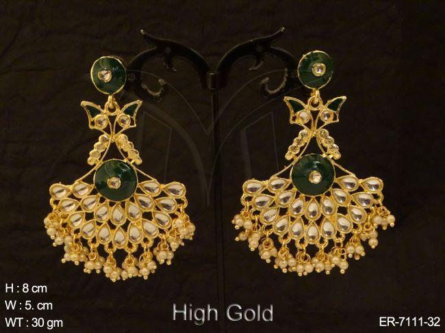paan shape stoned pearls earrings detail