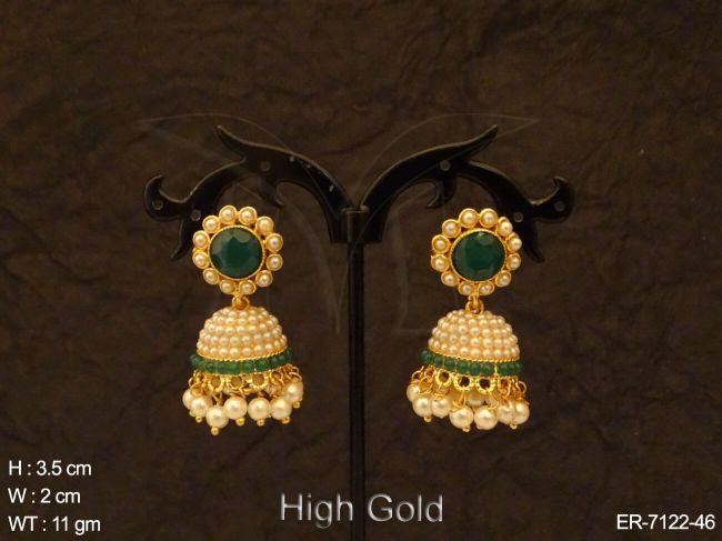 Jhumki Moti Style Engraved Earrings
