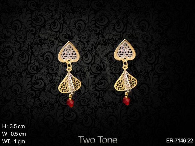 tri sided torn paan antique earrings detail