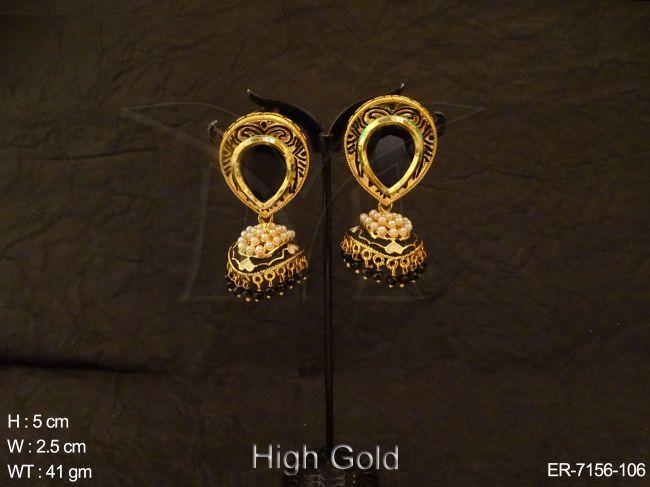 paanshape with jhumka antique earring