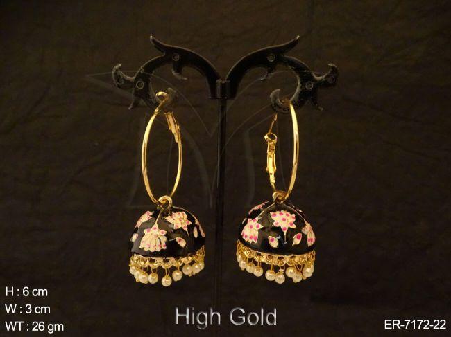 Bali Shape Jhumki Lotus Textured Earrings