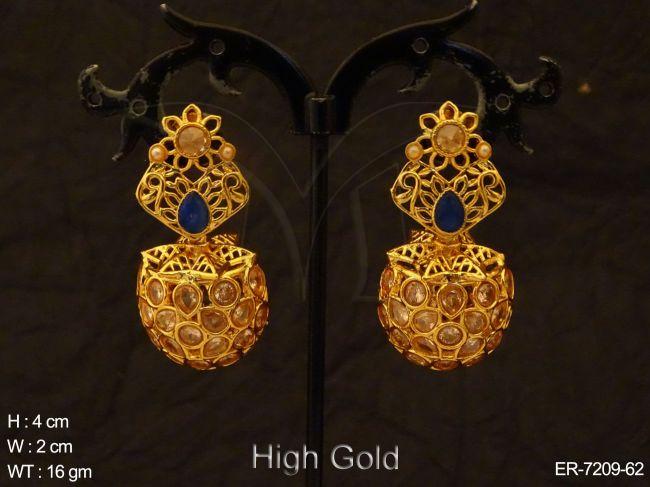 matka drop paan stone polki earrings detail