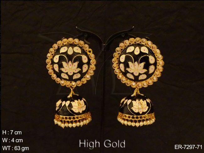 Lotus Textured Jhumki Antique Earrings