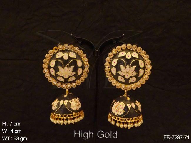 Lotus Textured Jhumki Antique Earrings — ER-7297-71