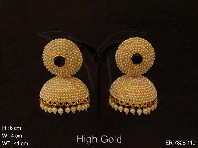 Multi Moti Jhumki Style Earrings