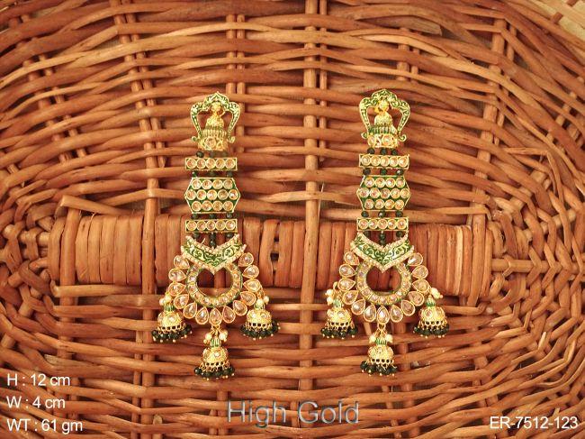Three jhumka meena long antique earring