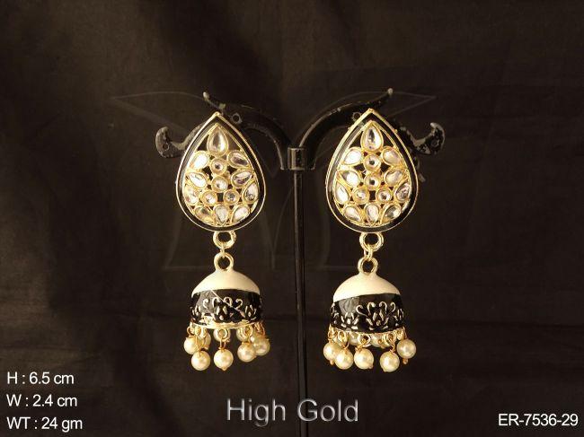 Coloring meena jhumka full stone antique earring