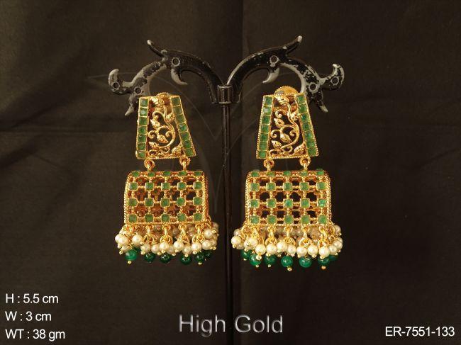 Basket type design polki earring