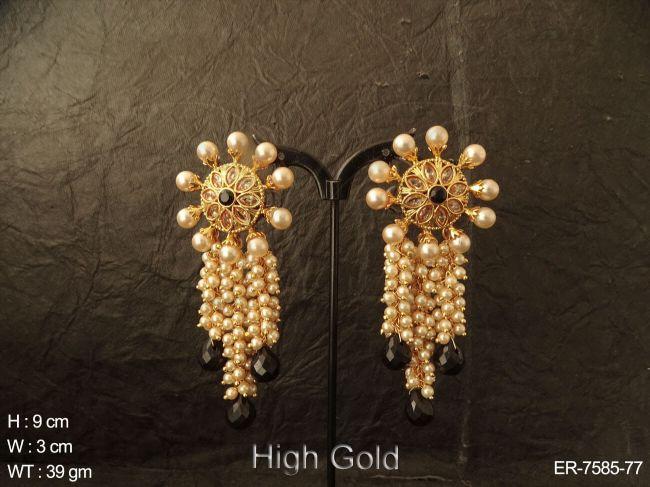 Clustered moti coloring drop antique earring