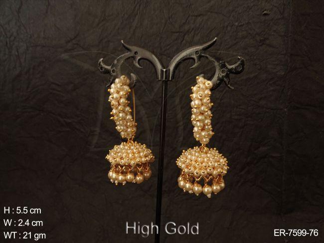 Cluster pearl jhumka antique earring