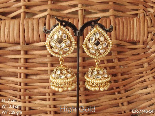 Saree wear delicate polki jhumka