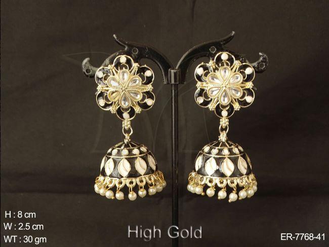 meena kari colouring design paan stone antique jhumka