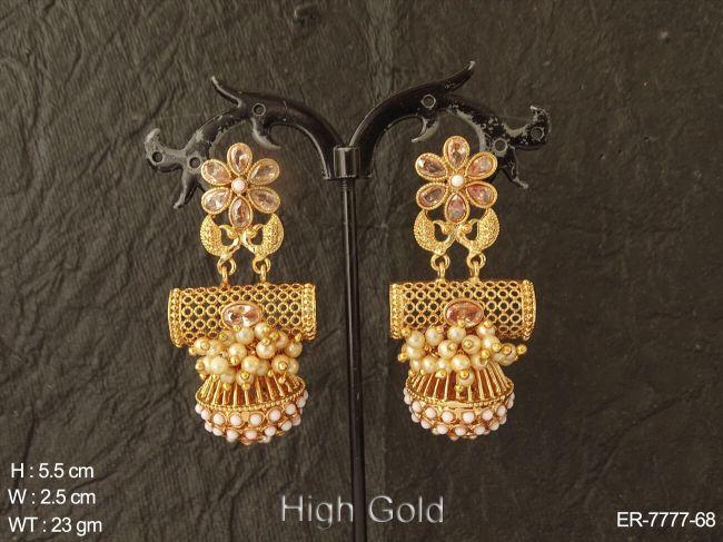 fancy flower design clustered pearl antique earring