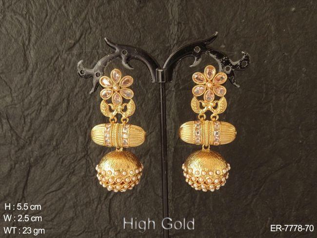 Fancy flower design clustered pearl Peacock antique earring
