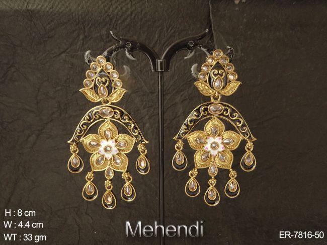 meena kari delicate polki earring