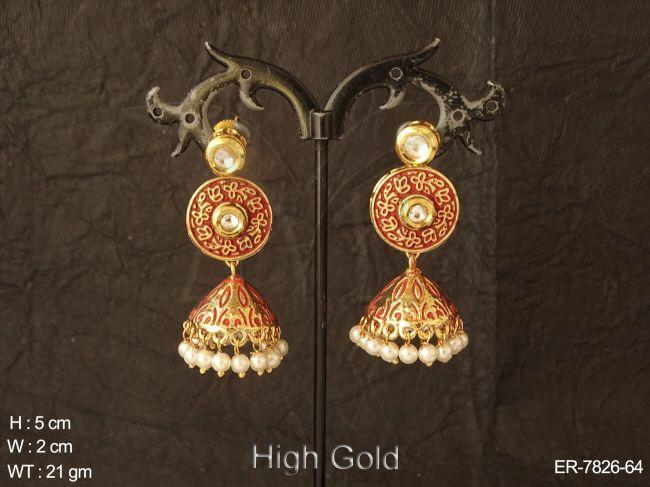 Gheru polish moti drops antique jhumka