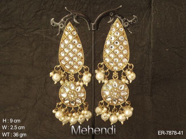clustered pearl mehandi polish antique earring