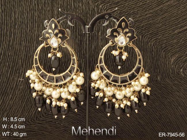 Meena kari light colour beads drop antique earring