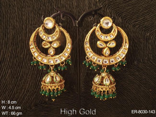colouring paan stone Chand Bali Kundna jhumka earring