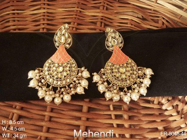 Mehandi polish full LCT stone earring
