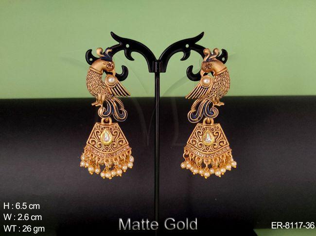 Peacock design Meena colouring  antique earring