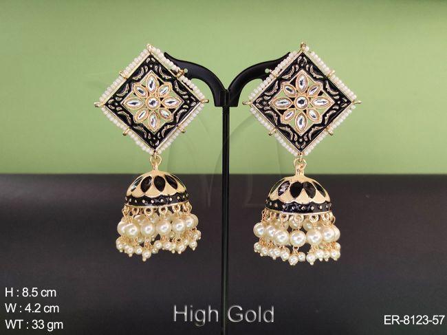 Clustered pearl Meena colouring   antique jhumka earring