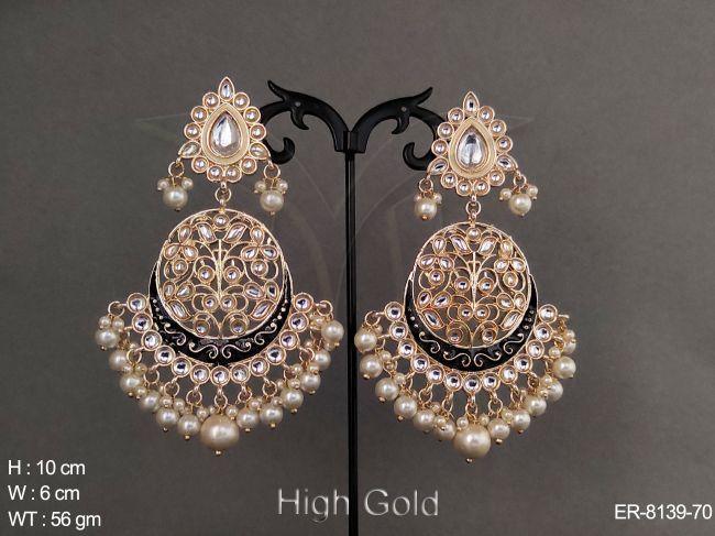 Clustered Pearl Chand Style Paan Shape Earring