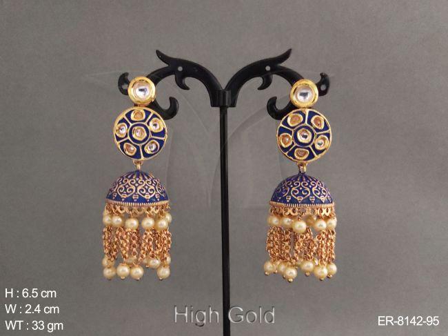 jhumka style meenakari earring