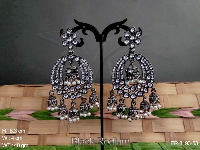 Silver Oxidixed samm jhumka types Antique Earrings — ER-8193-53
