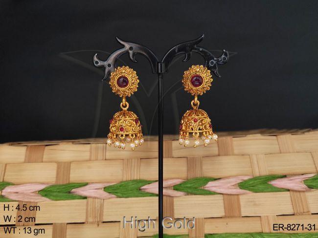 small jhumka high gold antique earring