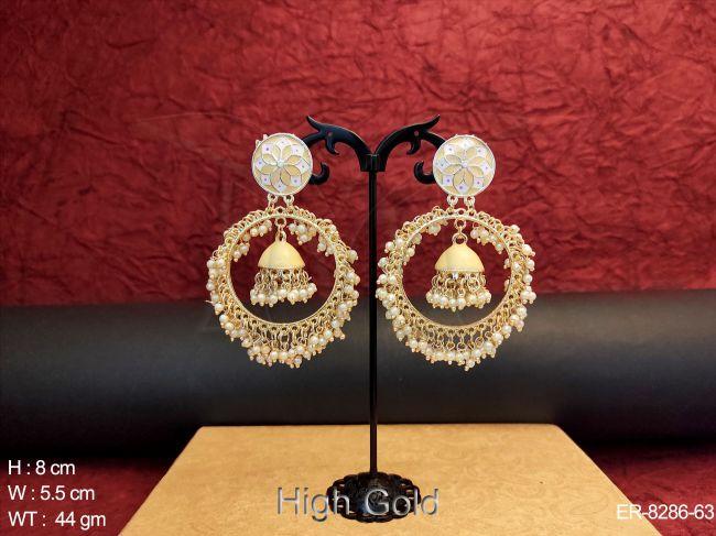 big round shape with meenakari jhumka antique earring set