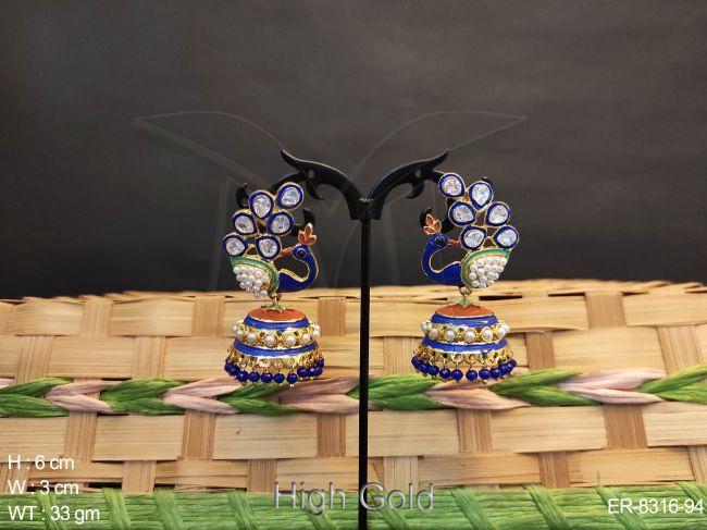 Peacock design Meena  colouring Antique Jhumka Earring