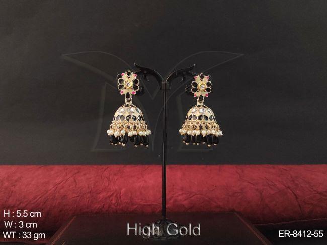 Meena colouring paan stone antique Desgner jhumka earring