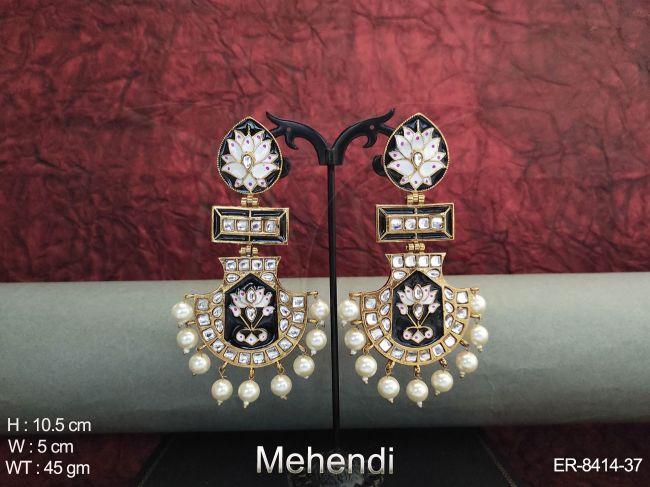Meena colouring Full Stone Mehendi Polish Antique Desgner Earring.