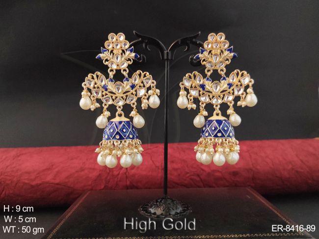 Meena colouring Chand Shape  antique jhumka earring