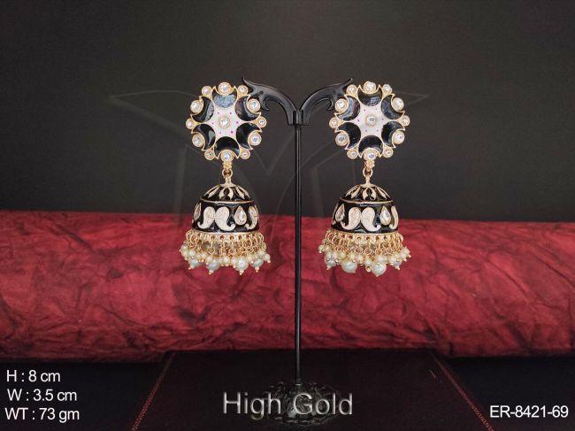Meena colouring Clustered pearl Antique Jhumka Earring
