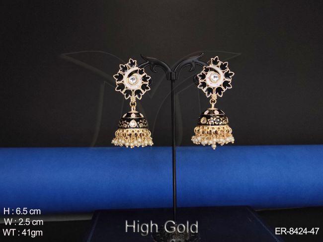 Meena colouring Clustered pearl Antique Desgner  Jhumka Earring.