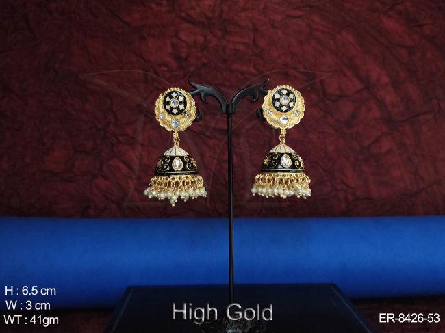 Clustered pearl Meena colouring Antique Desgner  Jhumka Earring