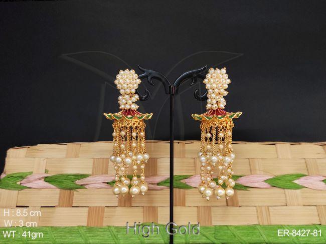 Meena colouring Clustered pearl Antique Desgner Earring