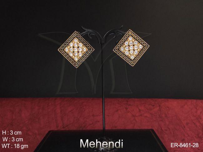 Meena colouring Square Shape Desgner Mehendi Polish Tops Earring