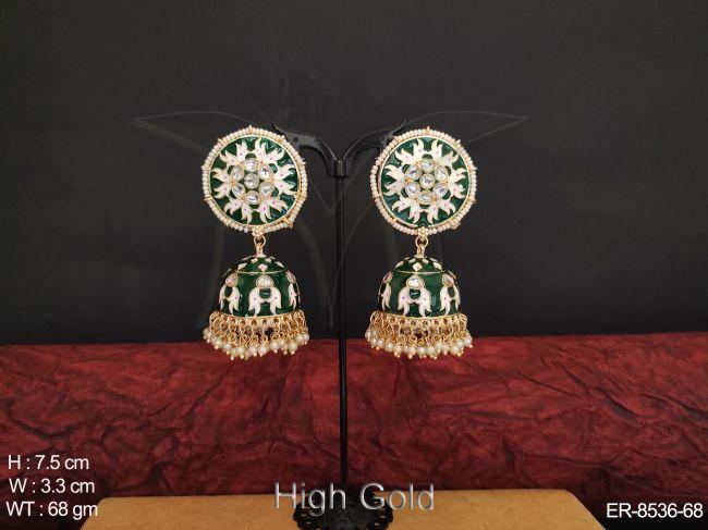beautiful design high gold polish designer jhumka earrings