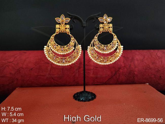 Beautiful Chan Bali Style High Gold Polish Designer Party wear Fancy Long Earring