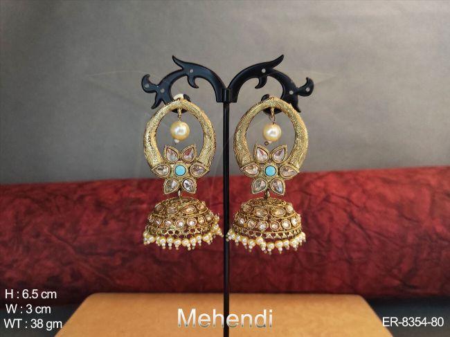 Mehendi Polish  Desgner Jhumka Antique Earring