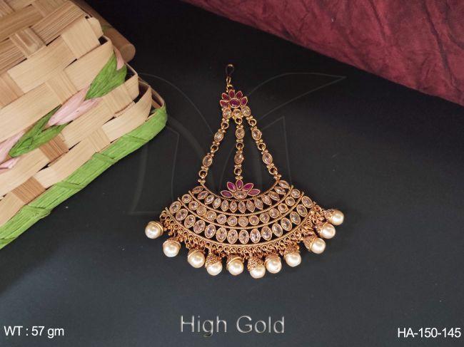 full   stone  polki antique high gold polish haier accessories