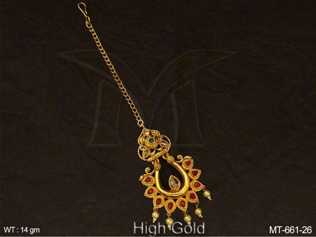 Paan Bordered Style Antique Maang Tikka — MT-661-26