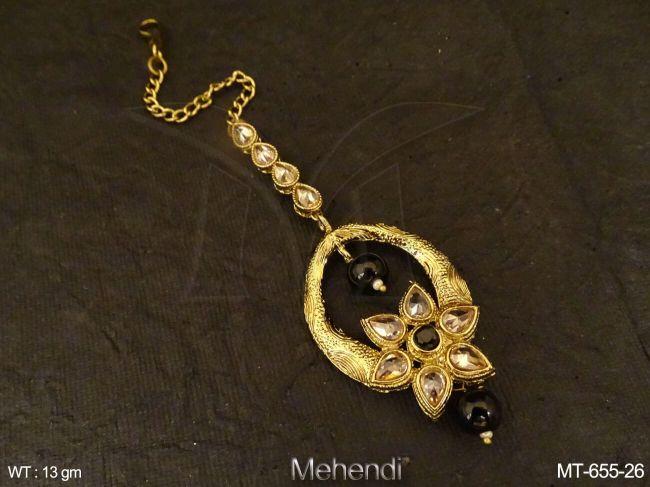 sunflower bali style antique maang tikka detail